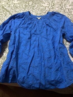 crown & ivy Royal Blue Embroidered Tunic Top